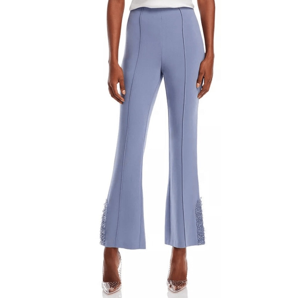 Cinq Ć Sept Kaydenā Pants Size 8 Blue Beaded Embellished Evening Trousers